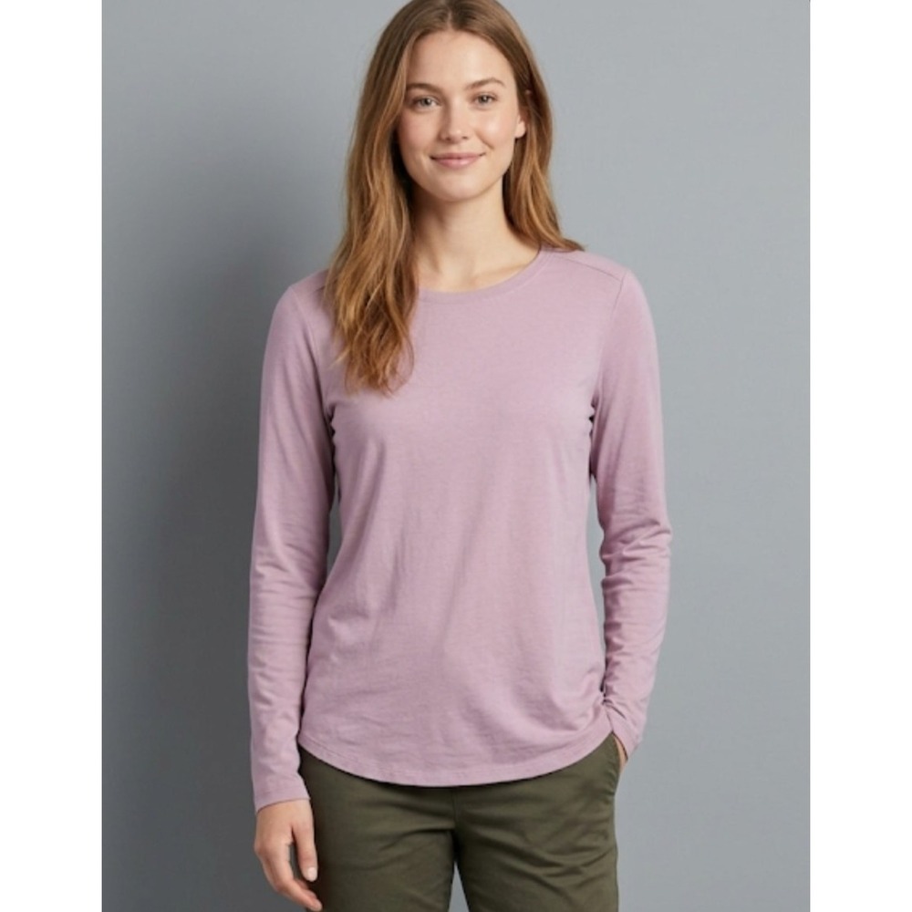 L.L.Bean Shirt Womens Medium‎ Pink Long Sleeve Modal Stretch Crewneck 514114